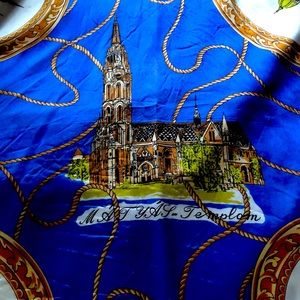 Vintage Budapest souvenir scarf 29”